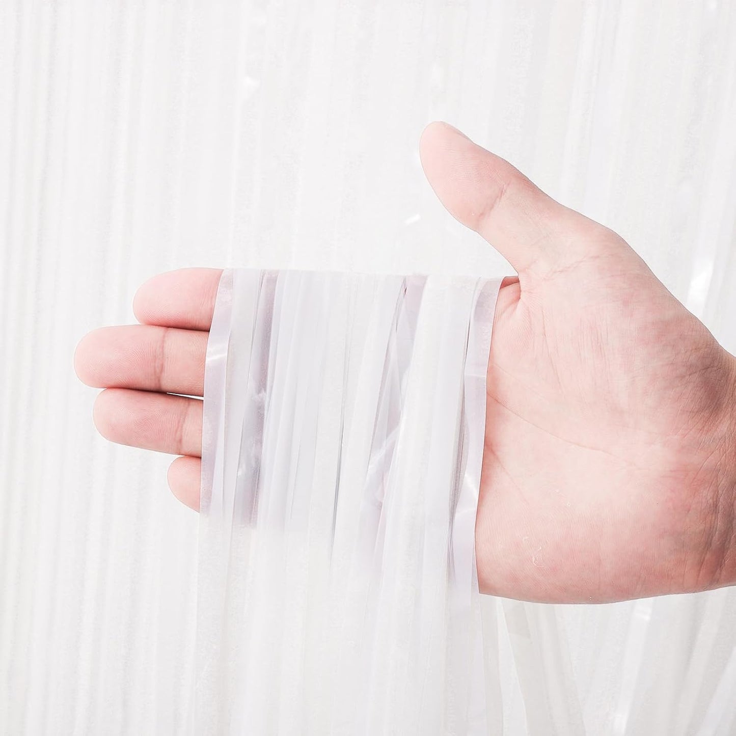 2 Pack White Tinsel Foil Fringe Curtains, White Party Decorations, Metallic Tinsel Party Streamers Backdrop for Birthday Baby Shower Graduation Wedding Anniversary Party Decorations