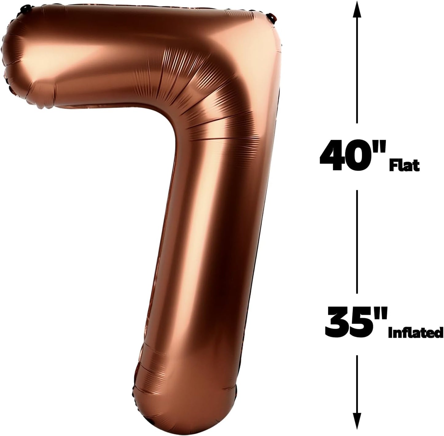 Digital Number 7 Dark Brown Birthday Balloon 40 Inch, Foil Balloons for 7 17 27 70 77 Party Decorations Supplies, Coffee Brown Mylar Numbers Balloon for Seven Wedding Anniversary