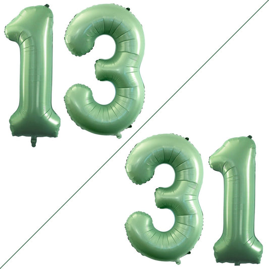 GOER Number 13 Balloons for 13th Birthday Sweet 13 Party Decorations,42 Inch Jumbo Foil Helium 31 Balloons for 31st Birthday Party Decoration (Sage Green)