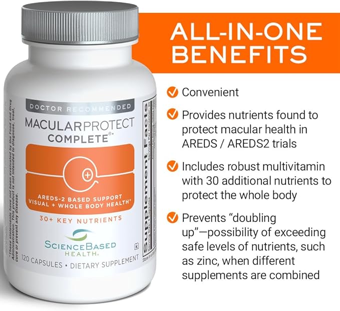 MacularProtect Complete – AREDS 2 Eye Health Supplement with Daily Multivitamin – 30+ Key Nutrients with Lutein & Zeaxanthin - Supports Eye, Vision & Whole Body Health – 120 Capsules