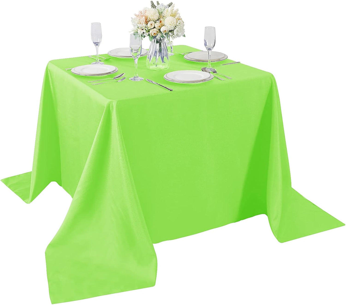 Cupuamon Square Tablecloth 90x90 inch Washable Polyester Fabric Table Cloth for Wedding Party Dining Banquet Decoration（90x90,Apple Green）