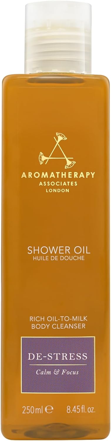 Aromatherapy Associates De-Stress Mind Shower Oil. Concentrated Blend of Frankincense, Chamomile and Petitgrain Essential Oils to Clear, Calm and Moisturize (8.45 fl oz)
