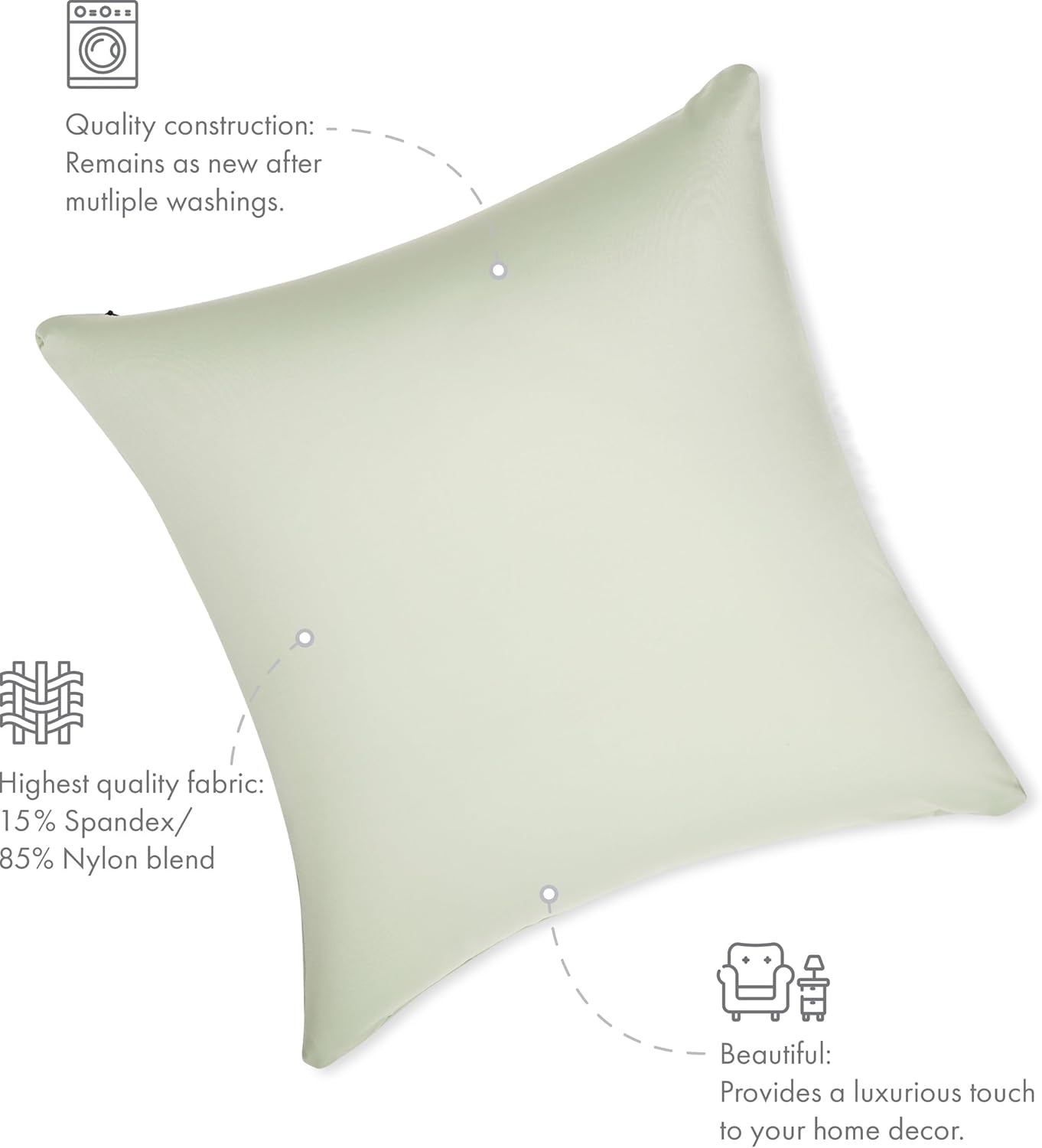 PILLOWY 12" x 20" Throw Pillow - Cadet Grey: 1 PCS Luxurious Premium Microbead Pillow with 85/15 Nylon/Spandex Fabric. Forever Fluffy, Outstanding Beauty & Support. Silky, Soft & Beyond Comfortable