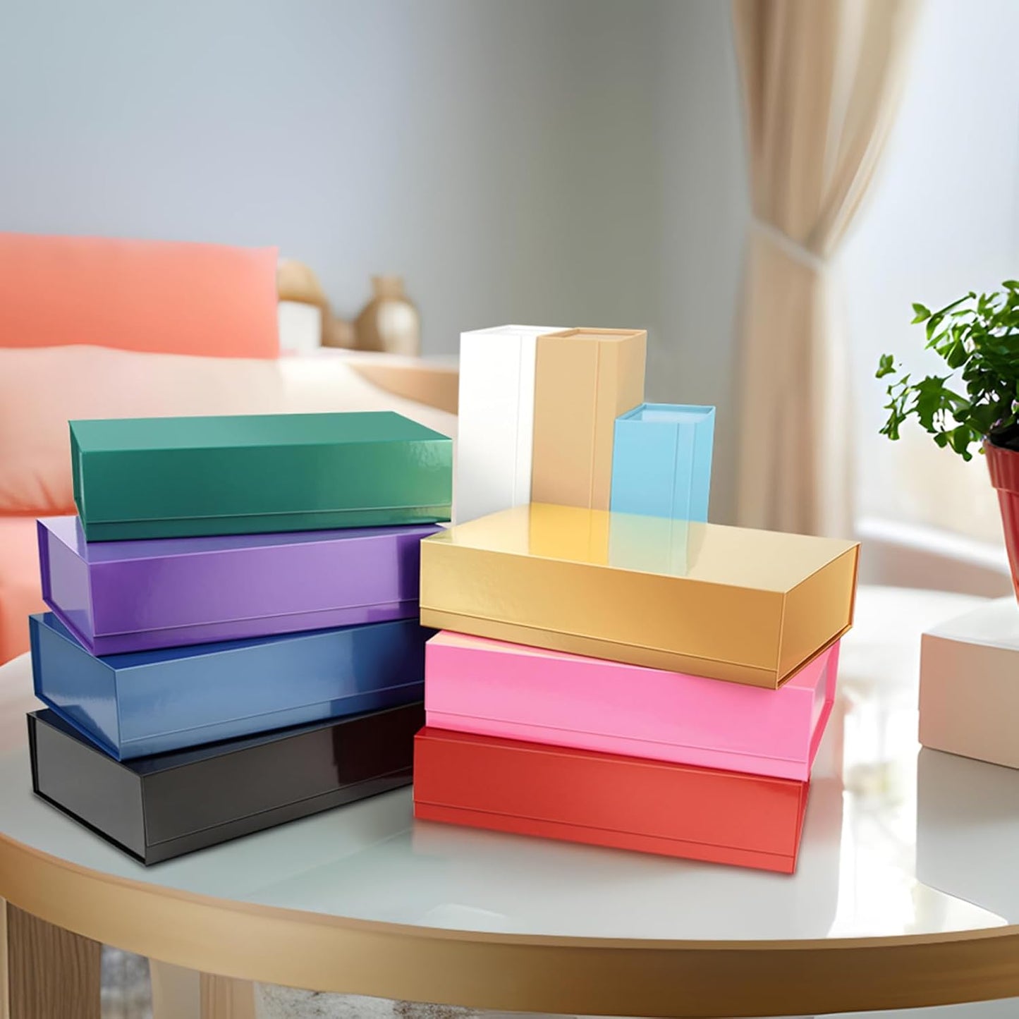 PACKHOME 6 Extra Large Gift Boxes 17.5x11.3x4.3 Inches, Sturdy Shirt Boxes with Magnetic Lids for Clothes and Large Gifts (Glossy Purple)