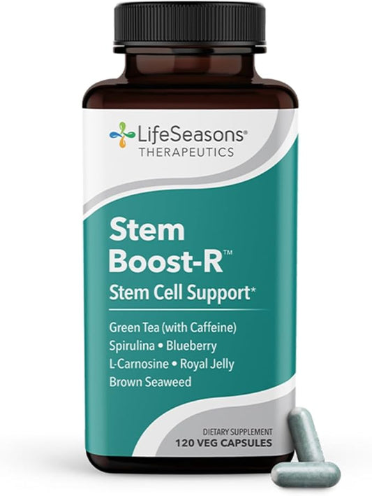LifeSeasons Stem Boost-R - Stem Cell Support - Naturally Repair Damaged Tissue - Vitamin Supplement Rich in Antioxidants - Royal Jelly, Spirulina, Blueberry, Brown Seaweed & L-Carnosine - 120 Capsules
