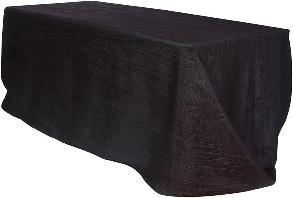 YOUR CHAIR COVERS - 90 x 156 inch Rectangular Crinkle Taffeta Tablecloth - Black, Rectangle Table Linens for 8 ft Rectangular Tables, Wedding Crushed Table Cloth