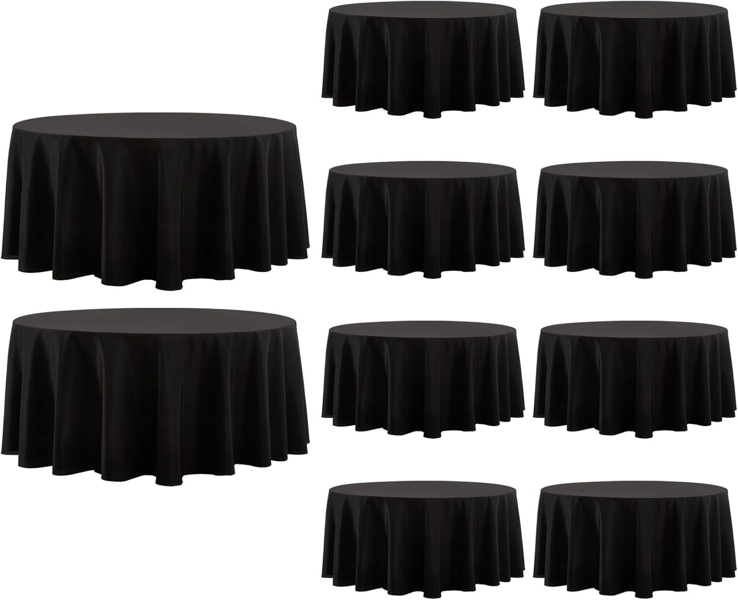 Round Tablecloth 120 Inch 10 Pack Black Tablecloths Washable Decorative Linen Polyester Table Clothes Cover for Dining Table Banquets Buffet Parties and Wedding