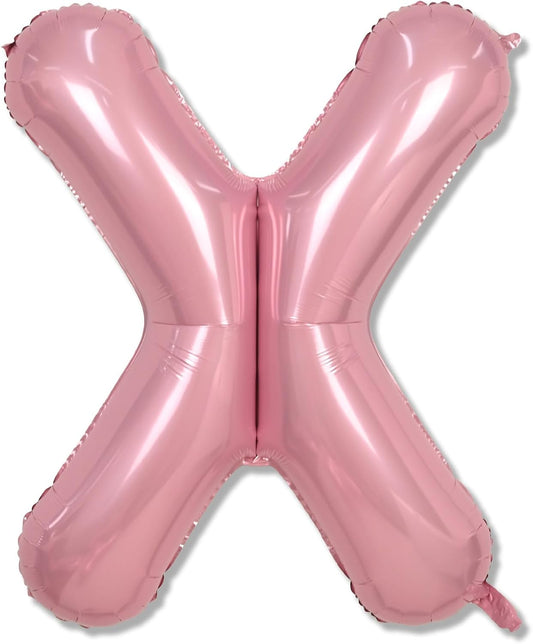 40" Giant Pastel Pink Letter Balloon X, Lager Foil Balloons Pearl Pink Alphabet X, Light Pink Letter X for Girls, Mylar Letter Customize X Balloons for Women Birthday Party Decorations Supplies