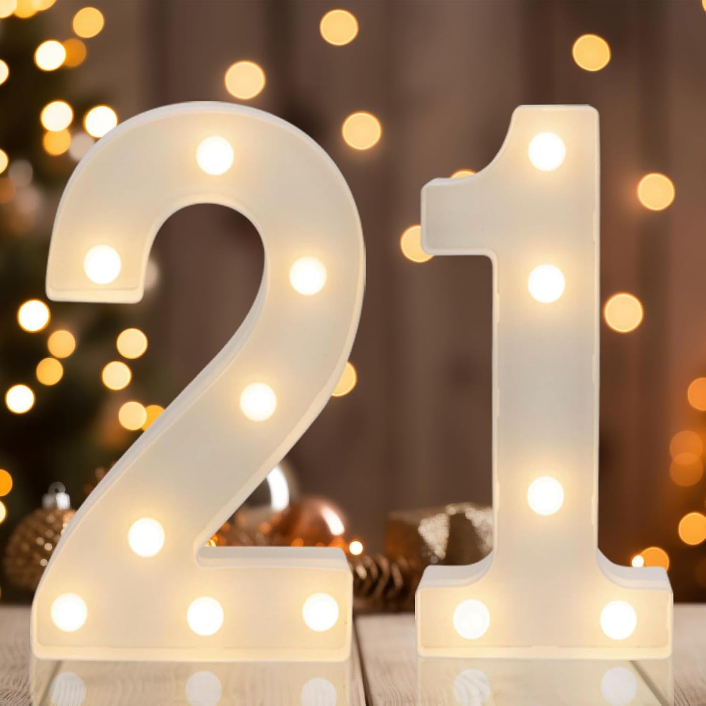 Decorative Led Light Up Numbers, 21th Birthday Decorations, Warm White Led Numbers Lights, Lighted Marquee Number Sign for Sweet 21th Party Decor