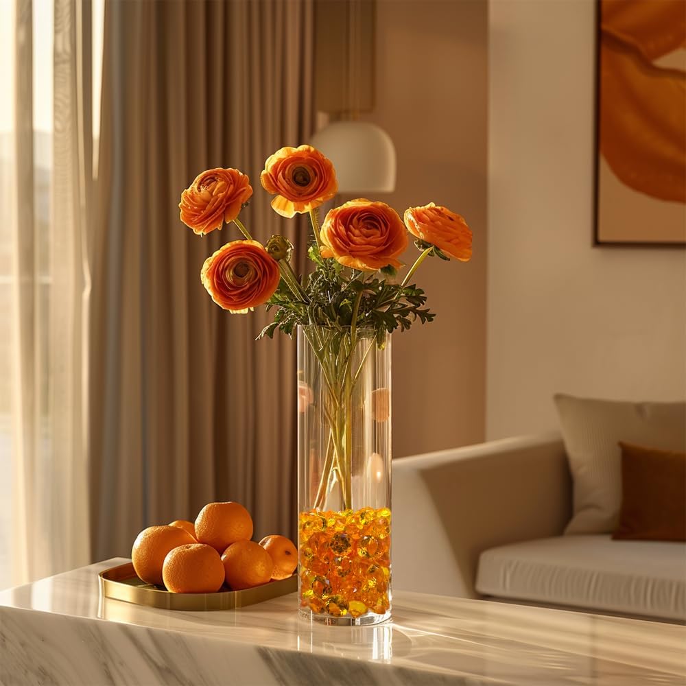 HappyFiller 720 PCS Mix 20mm,10mm Orange Acrylic Diamonds Gems Sparkling Fake Gemstones Rhinestones Jewel for Fall Vase Fillers,Halloween Autumn Decoration,Thanksgiving Table Reception Confetti,Crafts