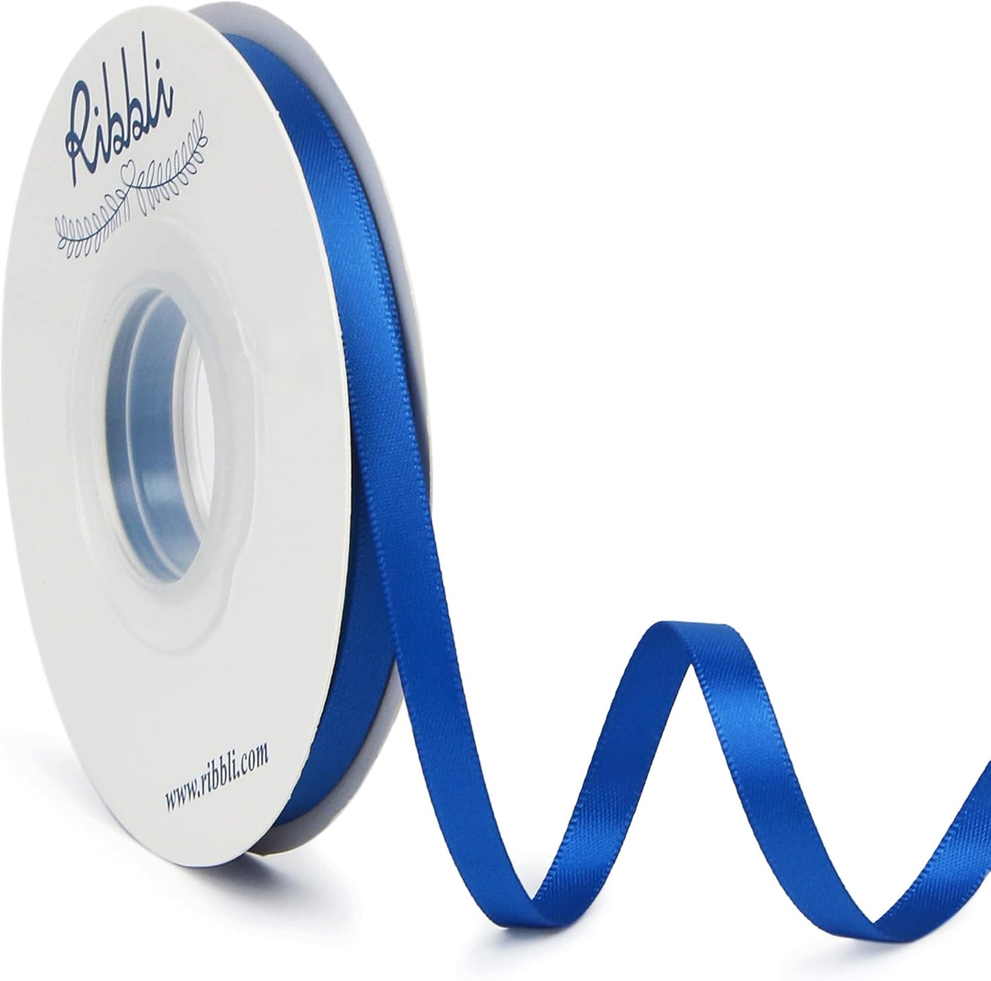 Ribbli Royal Blue Double Faced Satin Ribbon,1/4” x Continuous 25 Yards,Use for Bows Bouquet,Gift Wrapping,Baby Shower,Floral Arrangement