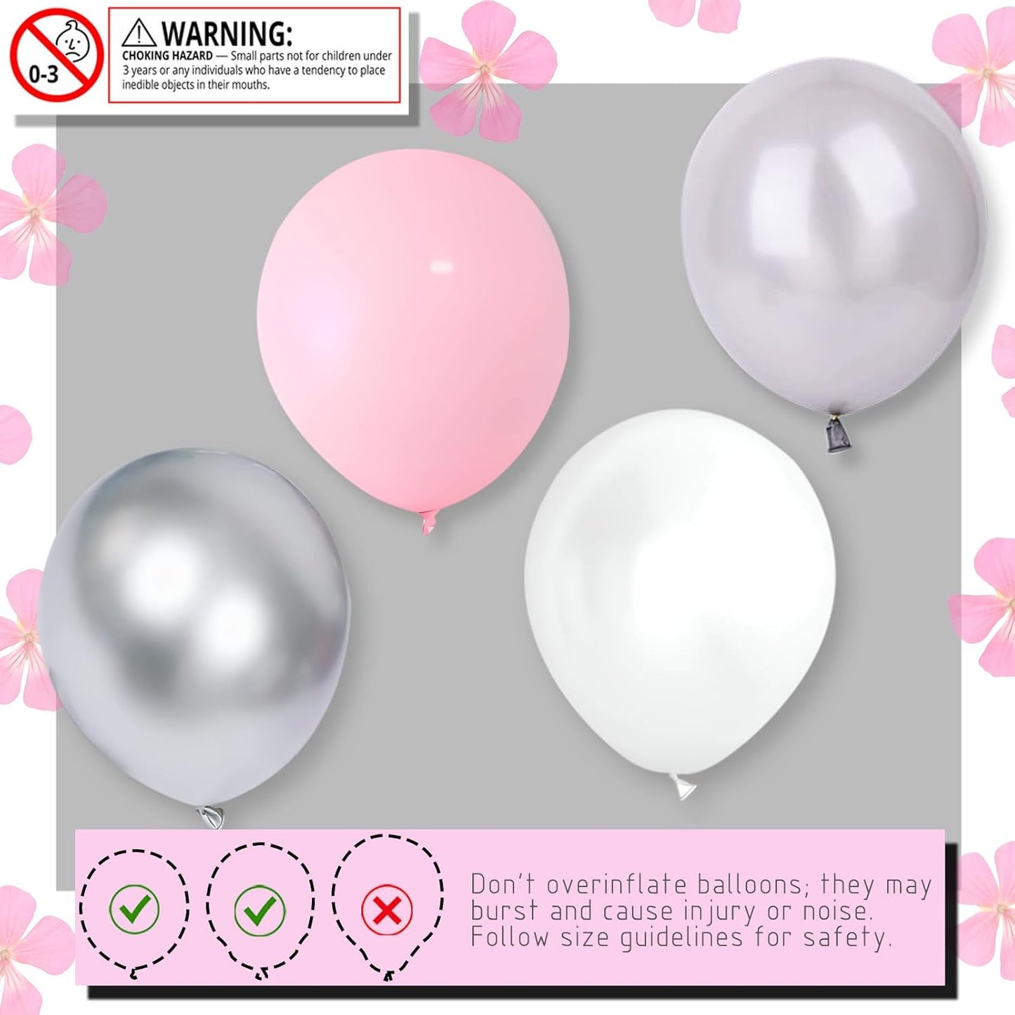 2 Set Balloon Stand Kit with Silver Pink White Balloons, Base&Pole, Balloon Column Kit for Floor or Table Backdrop Decoration for Princess Party Weddin,Girl Baby Shower Birthday Graduation Decorations