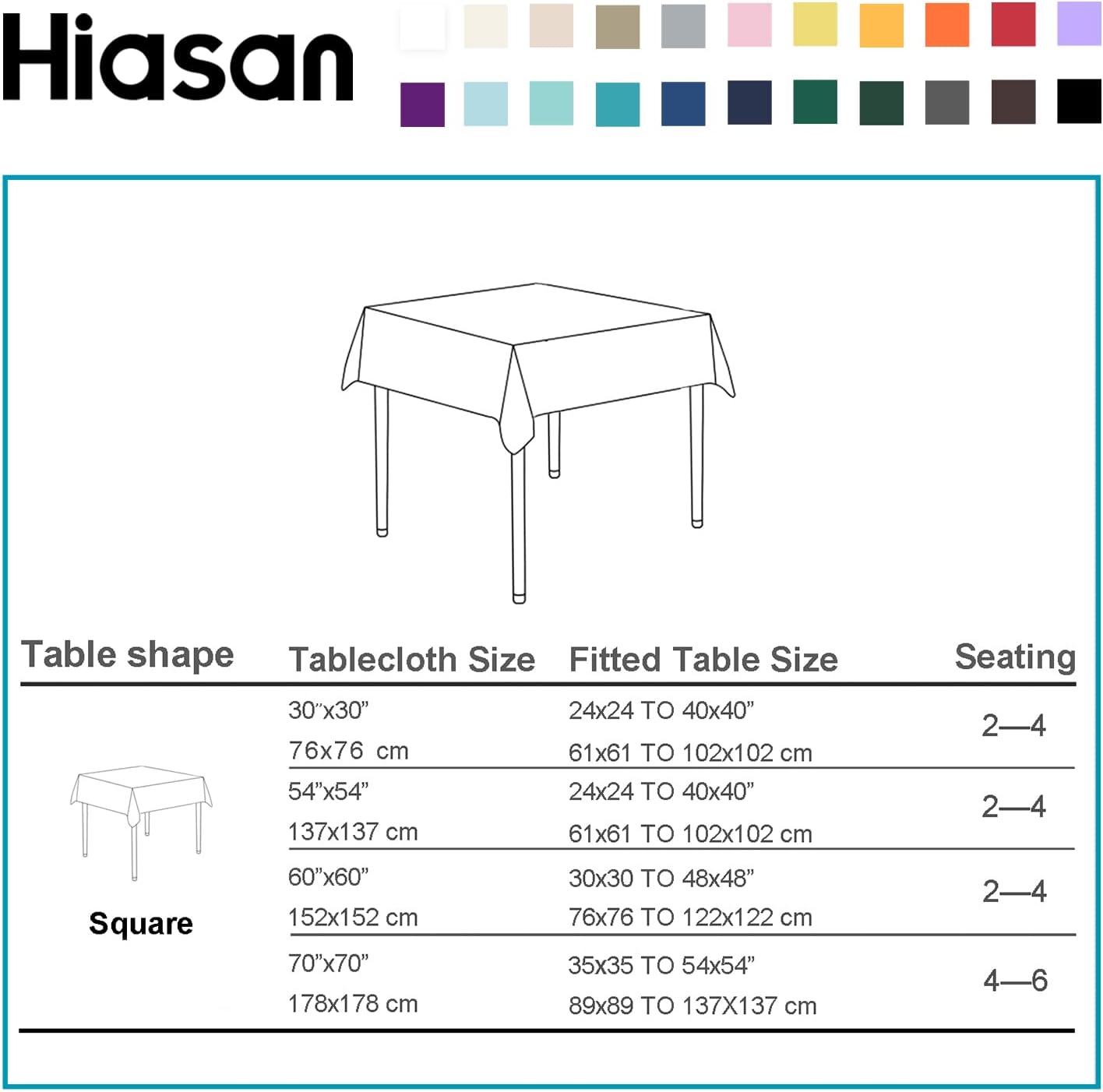 Hiasan Small Tablecloth for Square Tables - Waterproof and Spillproof Washable Fabric Table Cloth for Dining Room Kitchen Party (Navy Blue, 40 x 40 Inch)