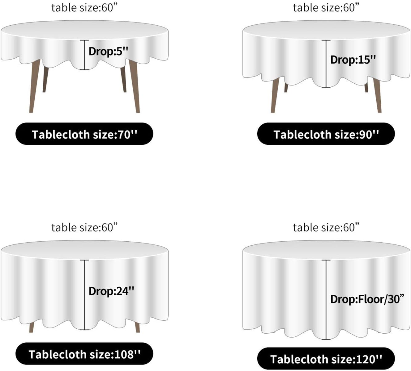 Ascoza 2pack 90 Inch Royal Blue Round Tablecloth in Washable Polyester Fabric for Wedding/Banquet/Restaurant/Parties