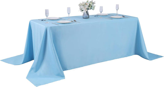 Rectangle Tablecloth 90x156 inch Washable Polyester Fabric Table Cloth for Wedding Party Dining Banquet Decoration（90x156, Blue Mist）