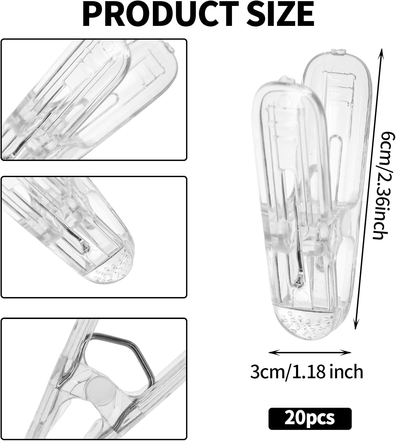 20pcs Balloon Arch Clips, 6x3cm/2.36x1.18 Inch Plastic Spring Garland Clamps Transparent Heavy Duty Clips for Balloon Arch Photography Crafts Wedding Engagement Backdrop Decoration