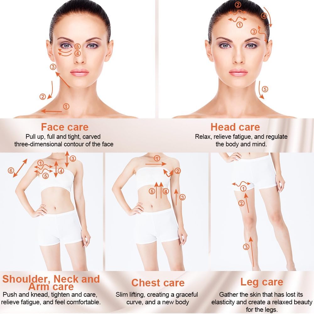 3D Face Roller Metal Facial Massager Face Sculpting Gua Sha Massage Tool for Eye Skin Care Reducing Puffiness Anti-Wrinkle for Women Girl Gift Set(Rose Gold)