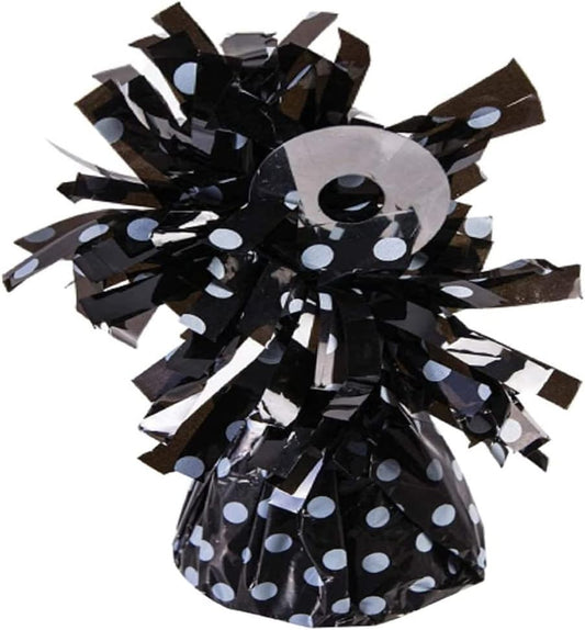 PMU Polka Dot Kisses Balloon Weights - Decorative Balloon Weight for Christmas, Thanksgiving, Birthday, Party Favors, Wedding & Baby Shower - 6oz. Black With White, Pkg/1