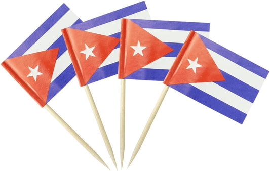 Cuba Flag Cuban Flag, Small Mini Cuba Toothpick Flags for Food, Cupcakes, Cocktails, Appetizers, Bar Party Decorations