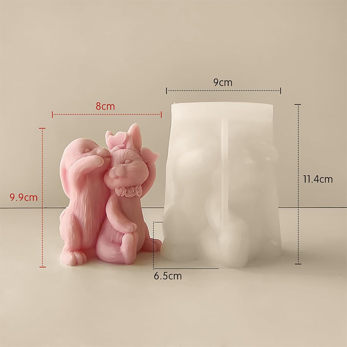 Couple Rabbit Candle Mold - Resin Casting Silicone Molds for Home Decor & Candle Making Wave Spiral Mold