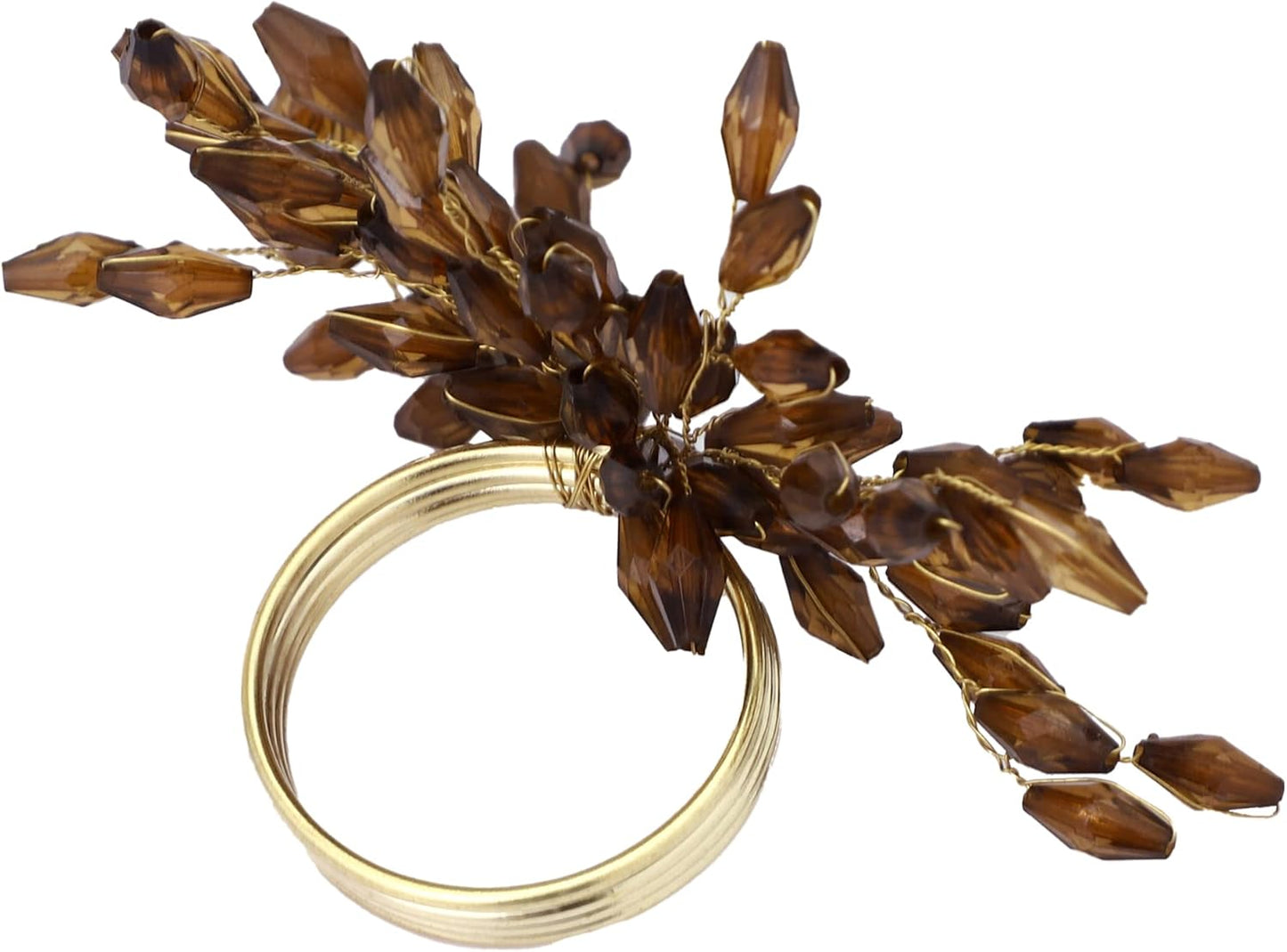 Napkin Rings Set of 6 for Dining Table Decoration Parties Everyday Metal Napkin Holder Leaf Coffee (Pack of 6)