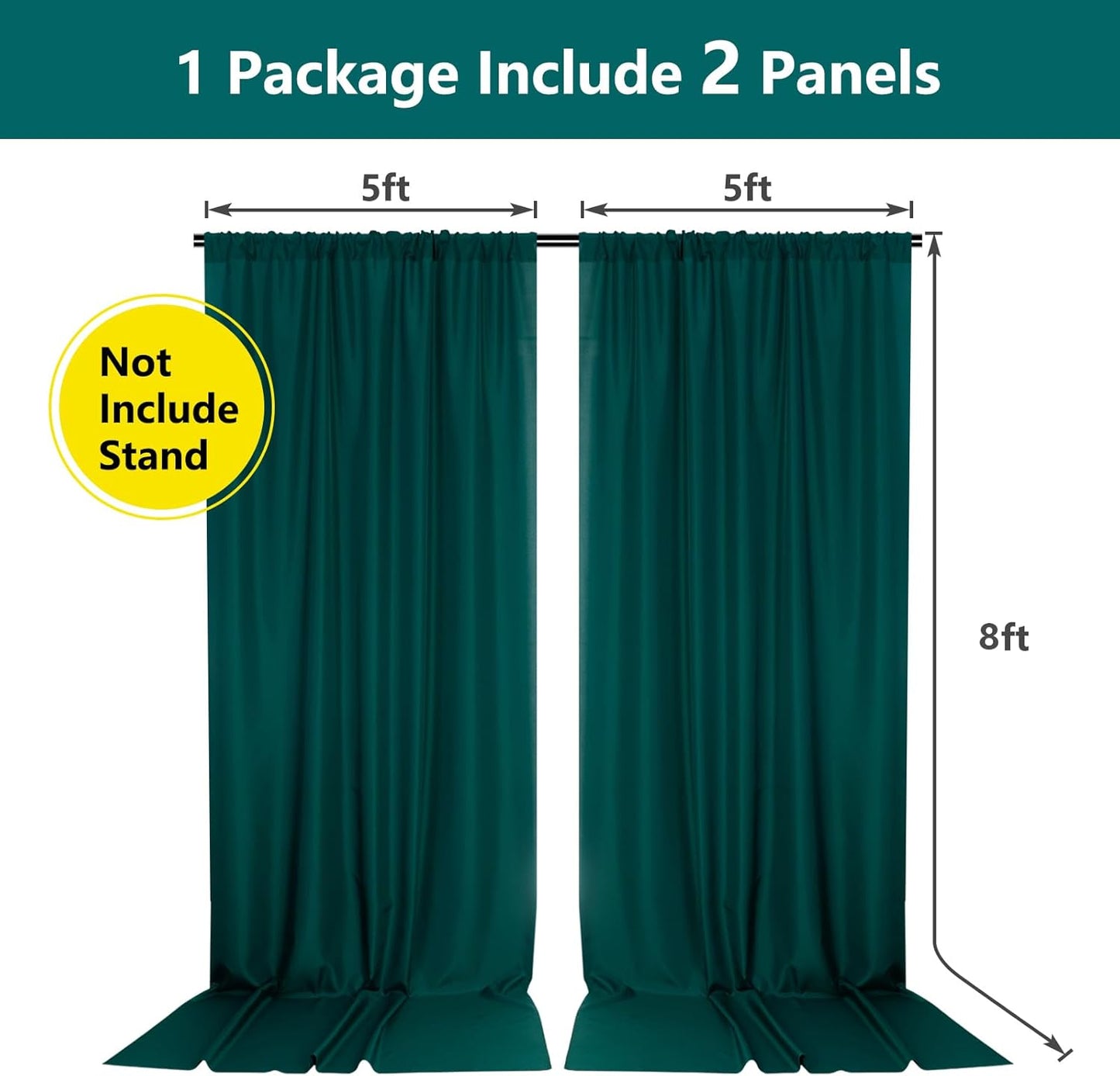 MYSKY HOME 10ft x 8ft Green Backdrop Curtains for Parties, Weddings, Stage, Baby Showers, Birthdays - 5ft x 8ft, 2 Panels