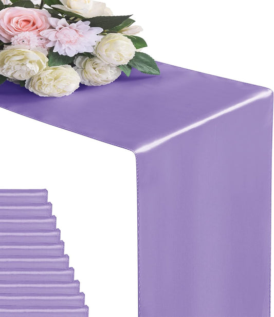 6Pack Table Runner 12 x 108 Inches Satin Silk Table Runner for Wedding, Birthday Party, Banquets, Graduations Decoration, fit Rectange and Round Table-Lavender