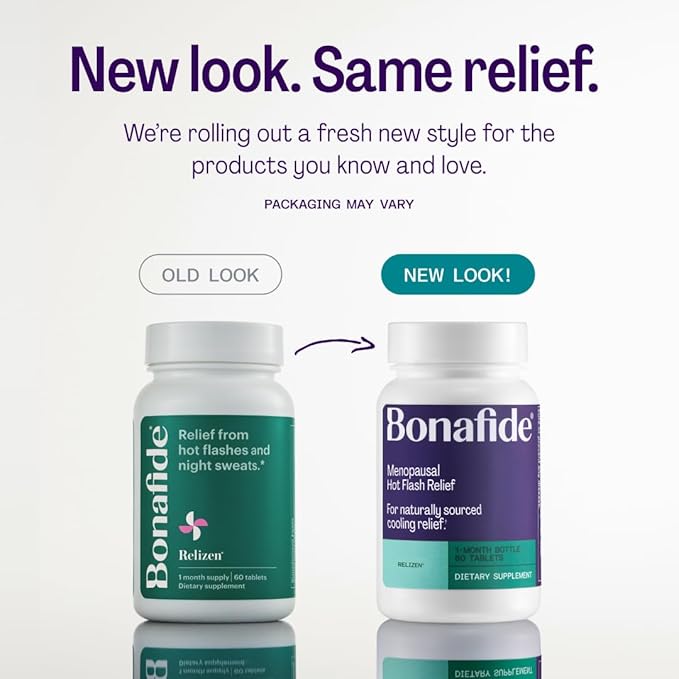 Relizen by Bonafide. Relief from Menopausal Hot Flashes & Night Sweats. — 1-Month Supply (60 Tablets)
