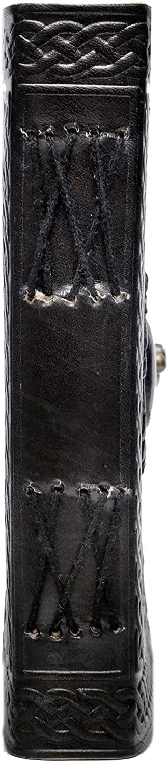 cuero 3 Moon Blue Lapiz Embossed Vintage Leather Journal for Men & Women - 140 Pages, Antique Handmade Deckle Edge Vintage Paper, Leather Journal Writing Notebook Dairy Gift (7 inch by 10 inch, Black)