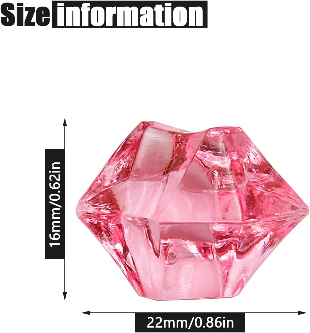 Fake Ice Rocks, 150 PCS Pink Acrylic Ice Rocks Pink Fake Crushed Ice Cubes,Vase Fillers for Valentine's Day