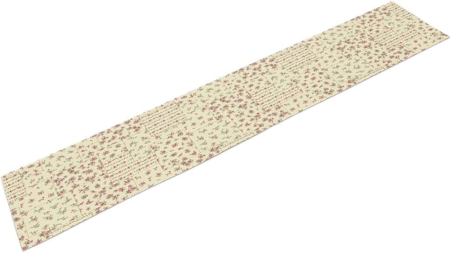 Floral Table Runner, Watercolor Rose Flower Kitchen Table Decoration Vintage Spring Home Tablecloth for Birthday Party Picnic Decoration 13x70 Inch 1PCS