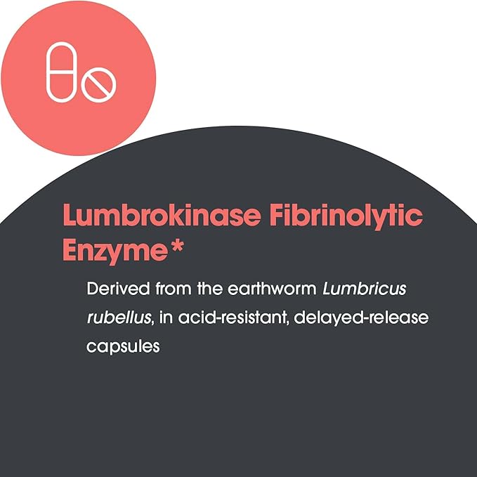 Allergy Research Group Lumbrokinase Supplement - Enzyme for Circulatory System Support, Supports Blood Circulation Already in The Normal Range, Cardiovascular Health - 60 Vegetarian Capsules