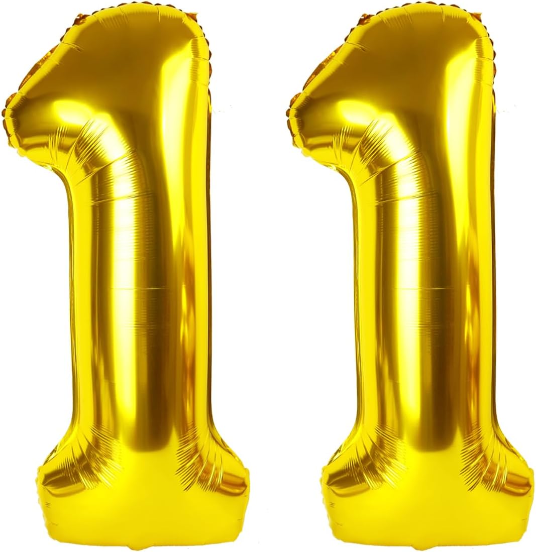 Gold Number 11 Balloon 40 inch, Number 11 Birthday Balloons for Boy Girl, Gold Foil One Balloon for 11 11st Birthday Party, Anniversary Celebration Numbers Decorations