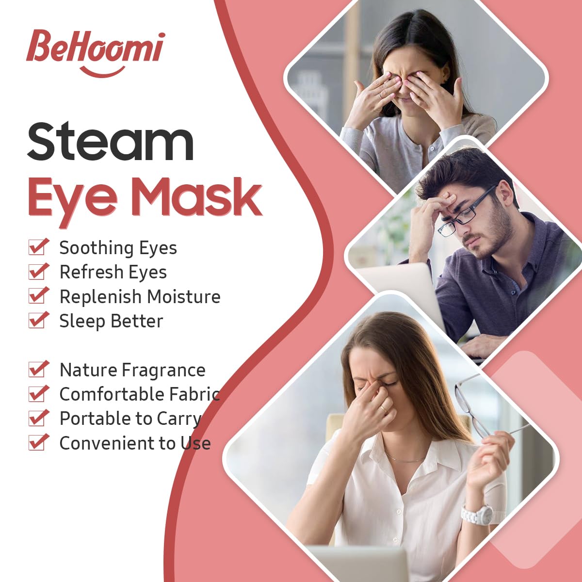 30Packs Steam Eye Mask, Heated Eye Mask Warm Compress for Eyes, Self Heating Warm Eye Masks Disposable Steam Mask for Home Sleep, Spa, Travel Essentials & Relaxation Gifts (Rose)