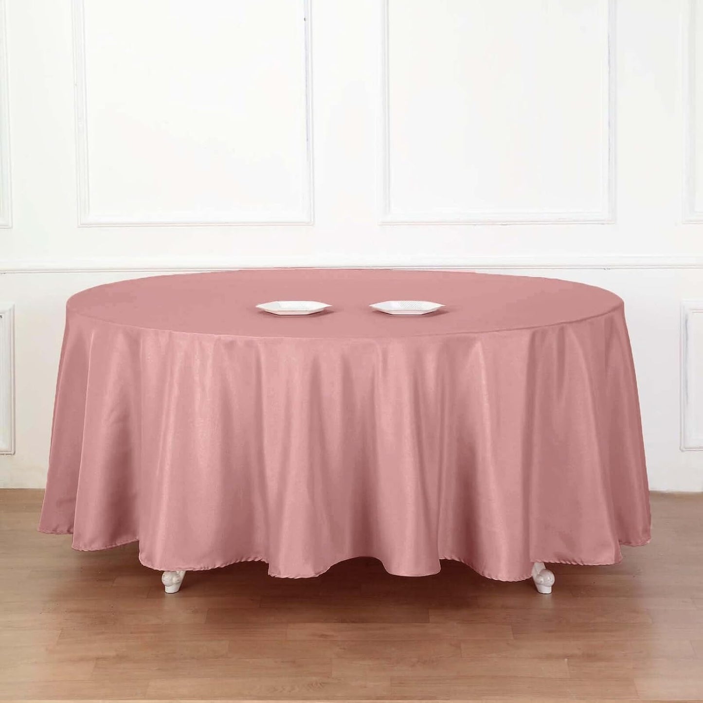 Efavormart Round Tablecloth, 108 Inch Stain & Wrinkle Resistant Washable Table Cloth, Decorative Polyester Fabric Table Cover for Banquet, Wedding, Dining- Dusty Rose