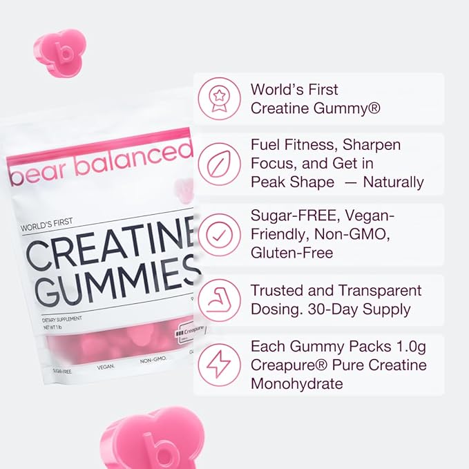 Creatine Gummies for Men & Women - Creatine Monohydrate, L-Theanine, L-Tyrosine & B12 for Muscle Growth, Strength, and Focus, Watermelon Burst, 3 Pack