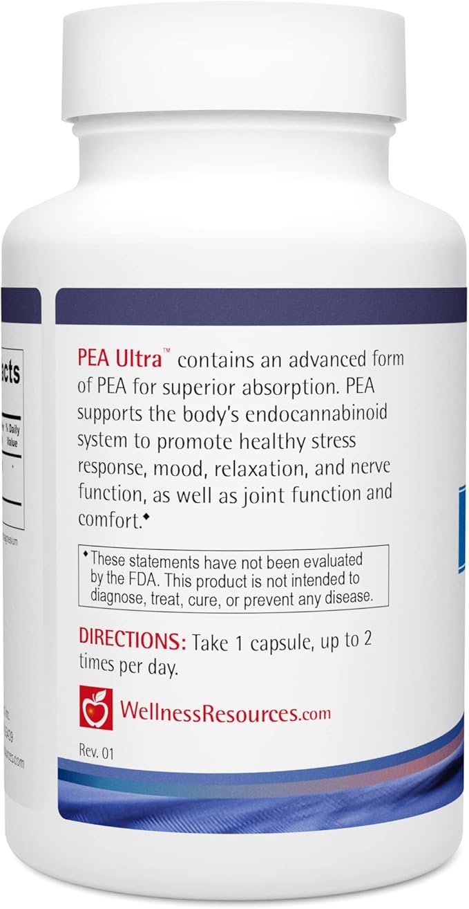 Wellness Resources Pea Ultra with Levagen+ High Absorption Pea Supplement for Minor Pain, Joint Health, Sleep Support, Brain Health & Stress Support - Palmitoylethanolamide 300mg, 60 Capsules