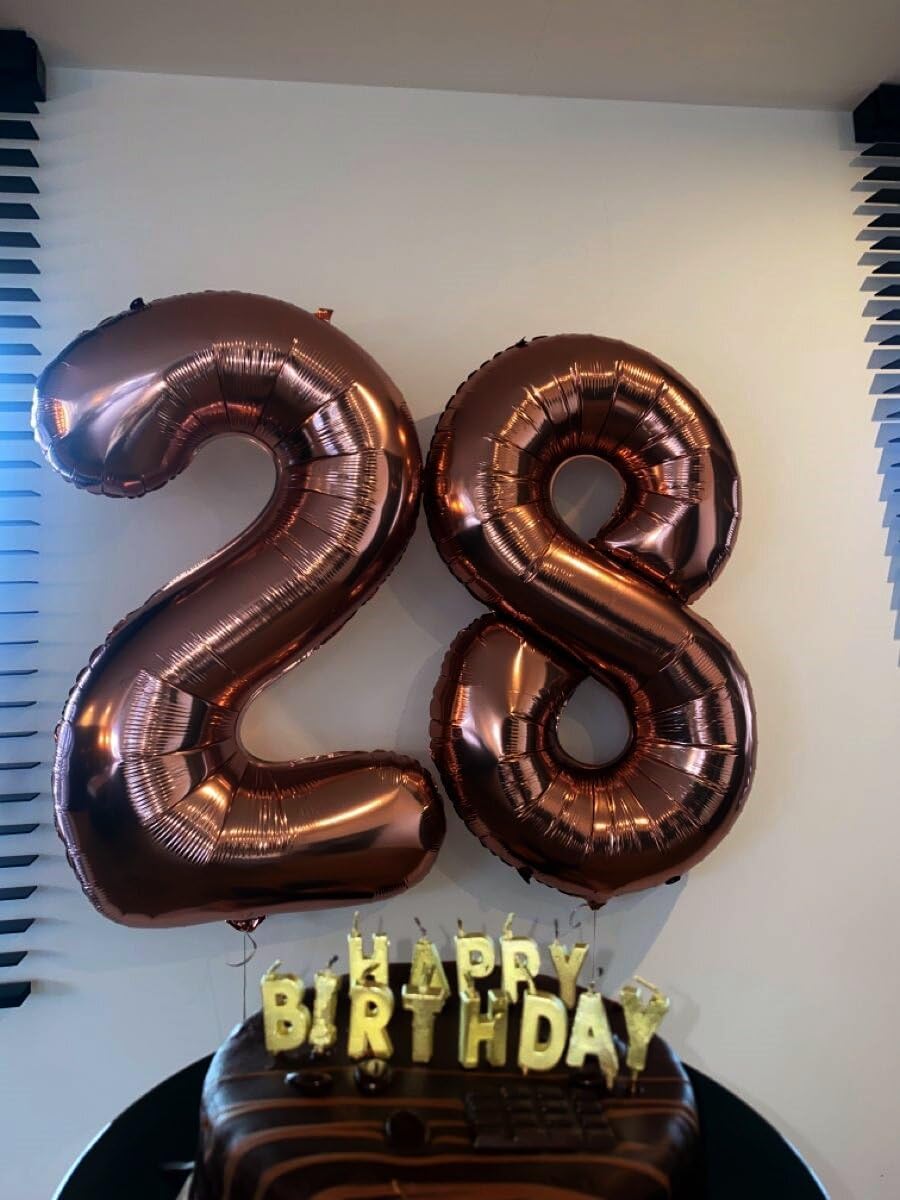 Big 40 Inch Coffee Brown 2 Number Balloon Birthday Decoration, Dark Brown Number 2 Helium Balloons 12 20 22 23 24 26 28 32 42 Celebration, Boy Girl Baby Anniversary Party Graduations Supplies