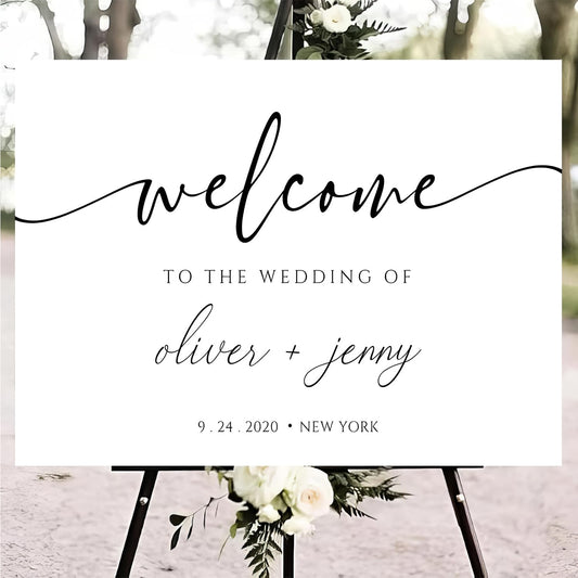 Generic Personalized Wedding Welcome Sign, Modern Minimalist, 18x27 inches, Plastic, Wedding Guestbook