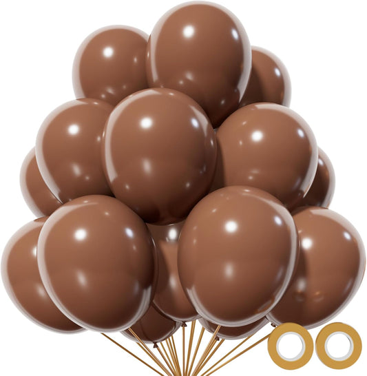 110pcs Brown Balloon 12 inch, Brown Latex Balloons for Birthday Party Baby Shower Wedding(with 2 Ribbons).
