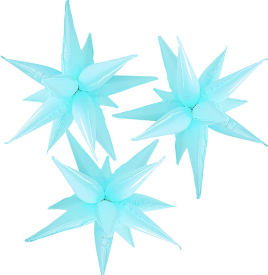 3pcs 26inch macaron blue Star foil balloons.macaron blue Explosion Star burst star balloon-Spike cone balloon for birthday party decorations,wedding,Bachelor party