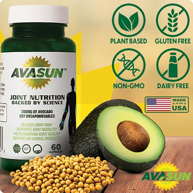 Joint Health Support Supplement, Backed by Science, Avocado Soy Unsaponifiable, 300Mg ASU, Plant Based, Dairy Free, Gluten Free, Non-GMO, 60 Daily Capsules per Bottle (6 Month Supply)