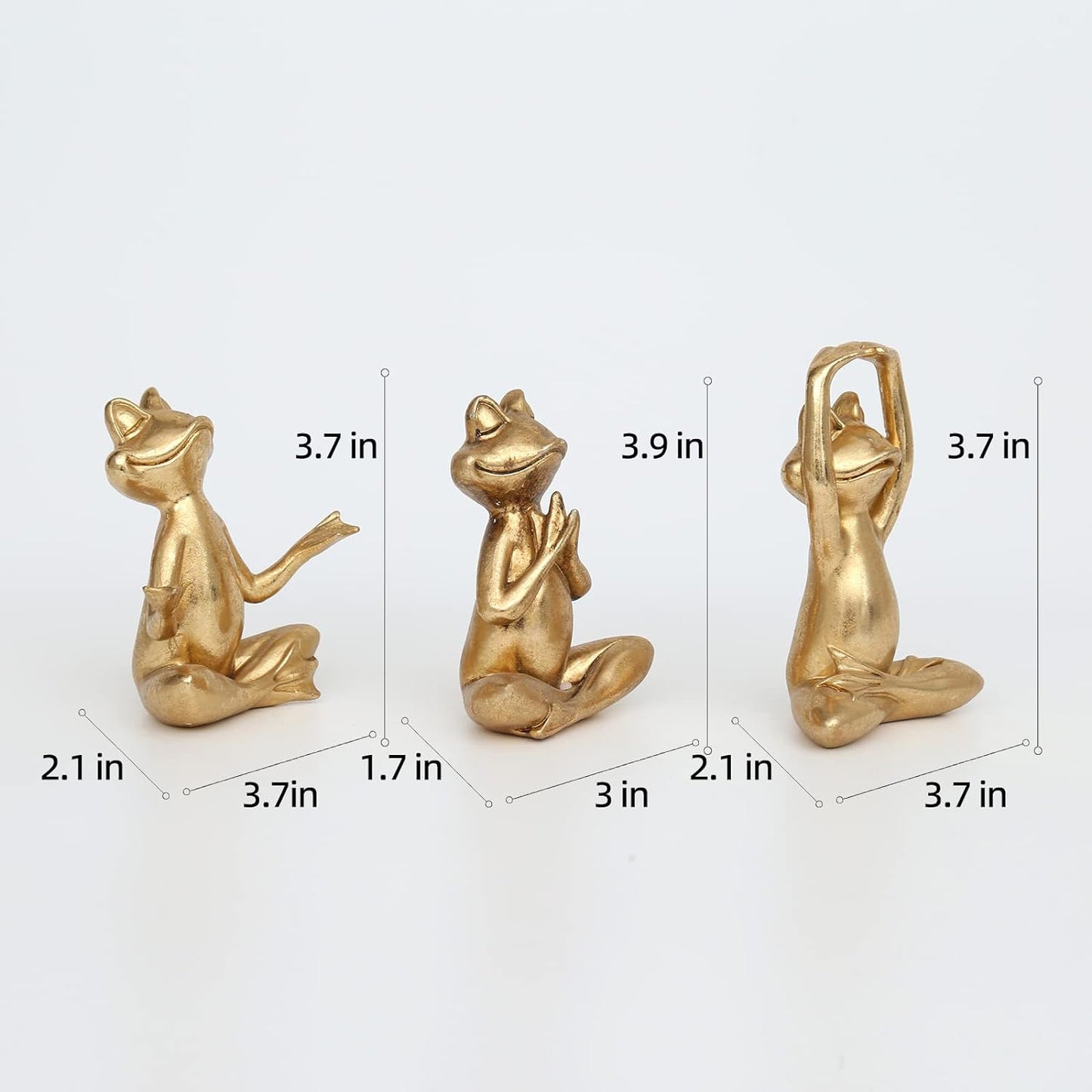 Gold Frog Figurines Yoga Decor 3.7In Set of 3 –Frog Yoga Statues for Modern Living Room Desk Table Home Office Bookshelf Shelves Sculptures Decor,Gifts for Mom Women