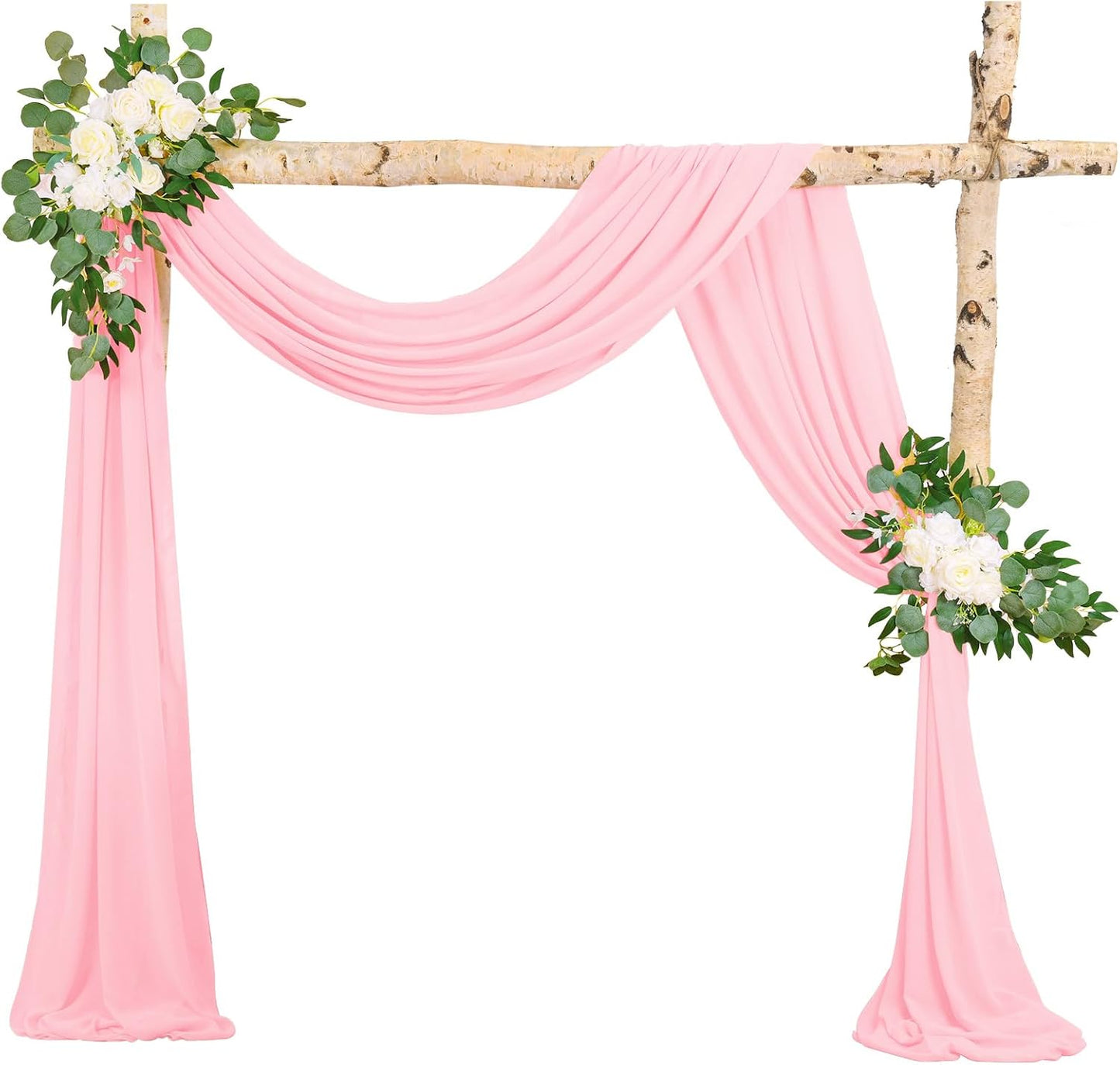 Wedding Arch Draping Fabric, 1 Panels 28" x20ft Pink Sheer Chiffon Curtain Drapes for Wedding Drapes Sheer Backdrop Curtains for Wedding Ceremony Reception Party Decoration