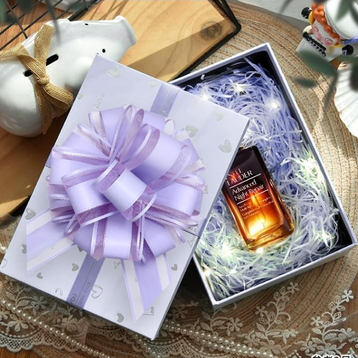 Large Pull Bows, 6 inches, Pull Bows for Weddings, Birthdays, Christmas & Valentine's Day Gift Decorations, Flower Decorations (Purple)