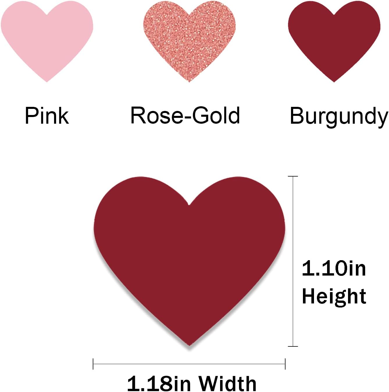 Rose-Gold Pink Burgundy Party Decorations - 300Pcs Paper Heart Confetti Girl Birthday Decoration Baby Bridal Shower Wedding Engagement Bachelorette Mothers Valentines Galentines Day Decor HongTongTong