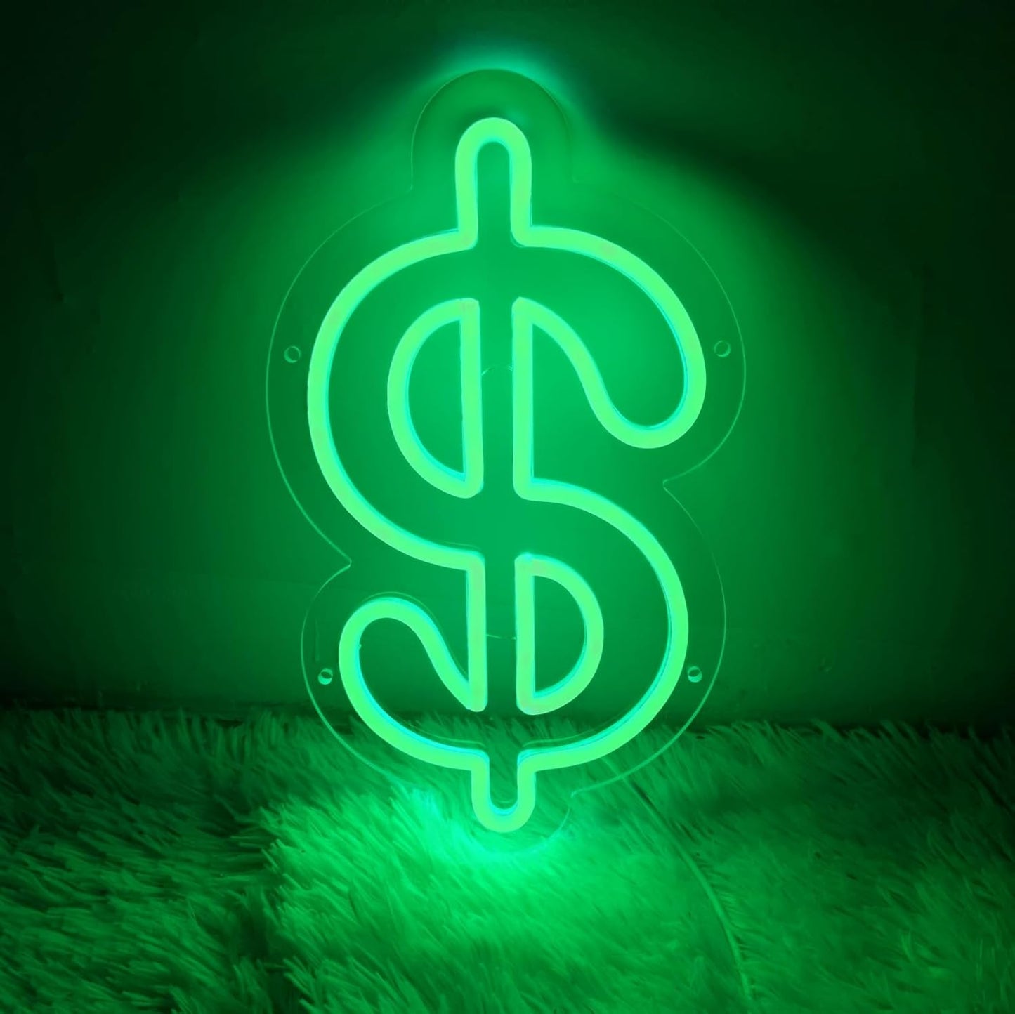 Dollar Neon Sign Money Neon Signs for Wall Decor Dollar Sign Decorations Dollars Money Obsessed Decorations LED Green Light for Bar Bedroom Party Love Money Wall Decoration, 11.9" x 7"