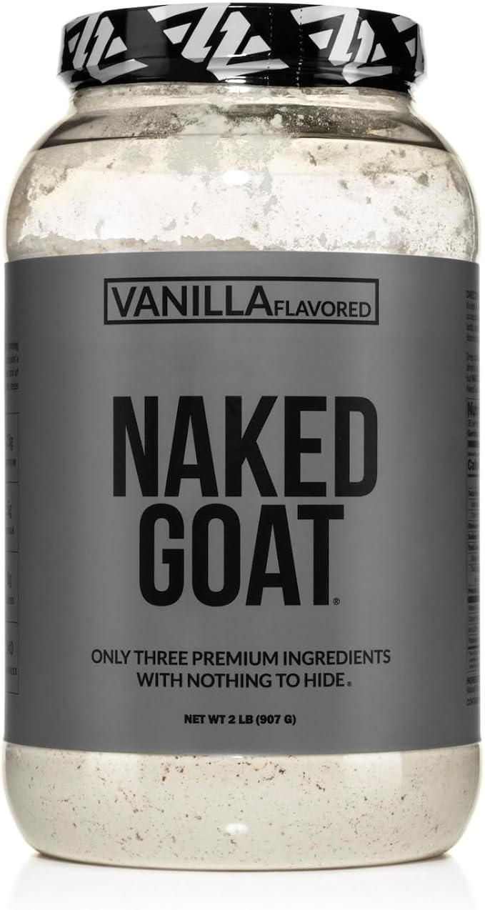 NAKED Goat Vanilla Protein Powder - Pasture Fed Goat Whey Protein Powder from Small-Herd Dairies - Only 3 Ingredients - GMO Free, Soy Free - All Natural - 23 Grams of Protein - 25 Servings