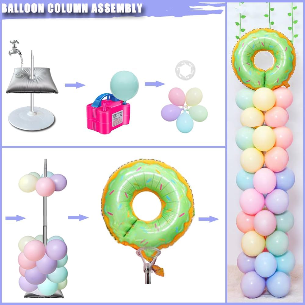 Balloon Columns Stand Set of 4, 7 Feet Telescoping Ballon Arches Stands with Bases for Floor, Height Adjustable Metal Ballon Tower Pillar Kits for Graduation, Birthday, Christmas