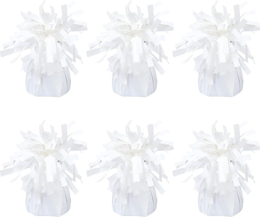 6 Pack White Balloon Weights Metallic Holder Anchors Balloon Holder Weights for for Birthday 2025 Graduation Party Christmas Wedding Celebration Decoration (White)
